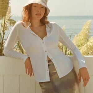 Goldie Jersey Slub Cotton Button Down Shirt